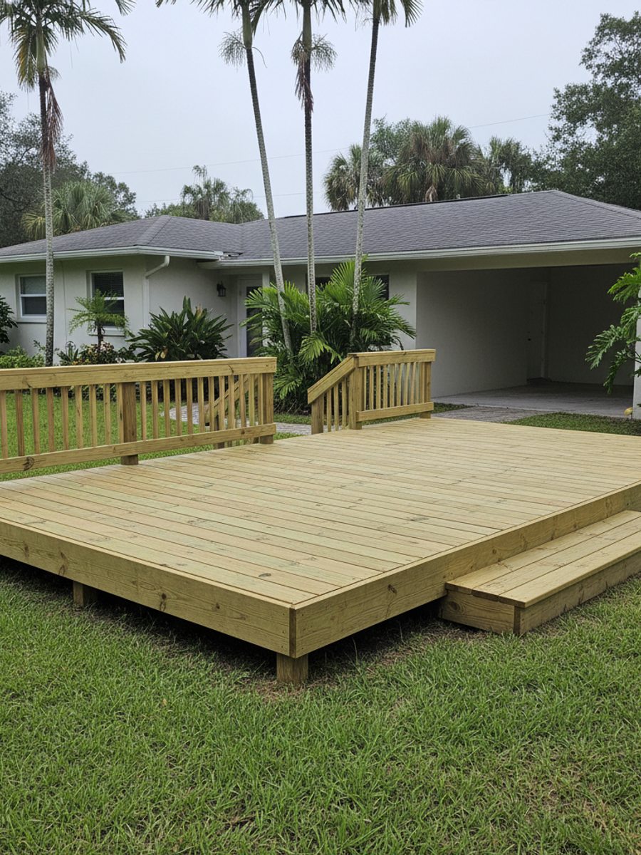 Deck Ledger & Flashing Repair completed by Coastal Deck in Sun City Center, FL
